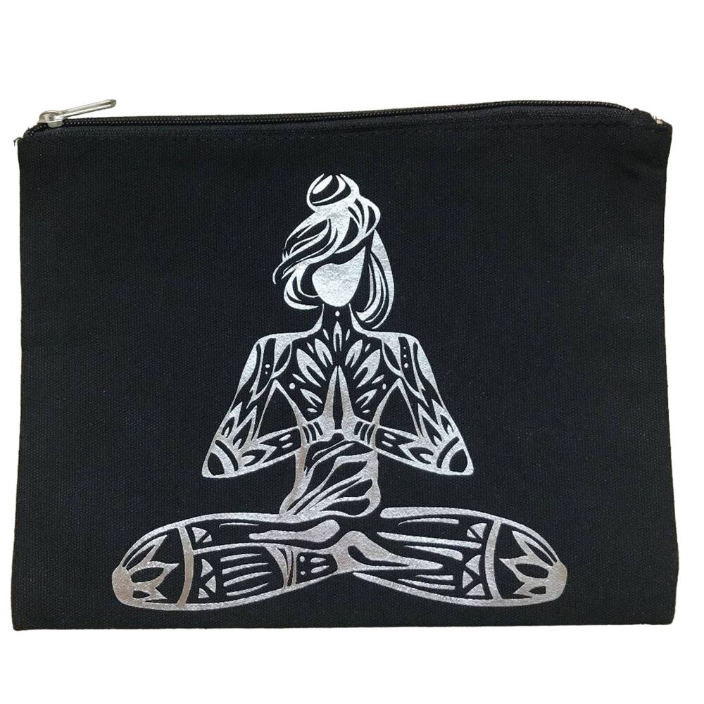 Yoga Girl Black Canvas Pouch 10″ x 7.75" Brand New